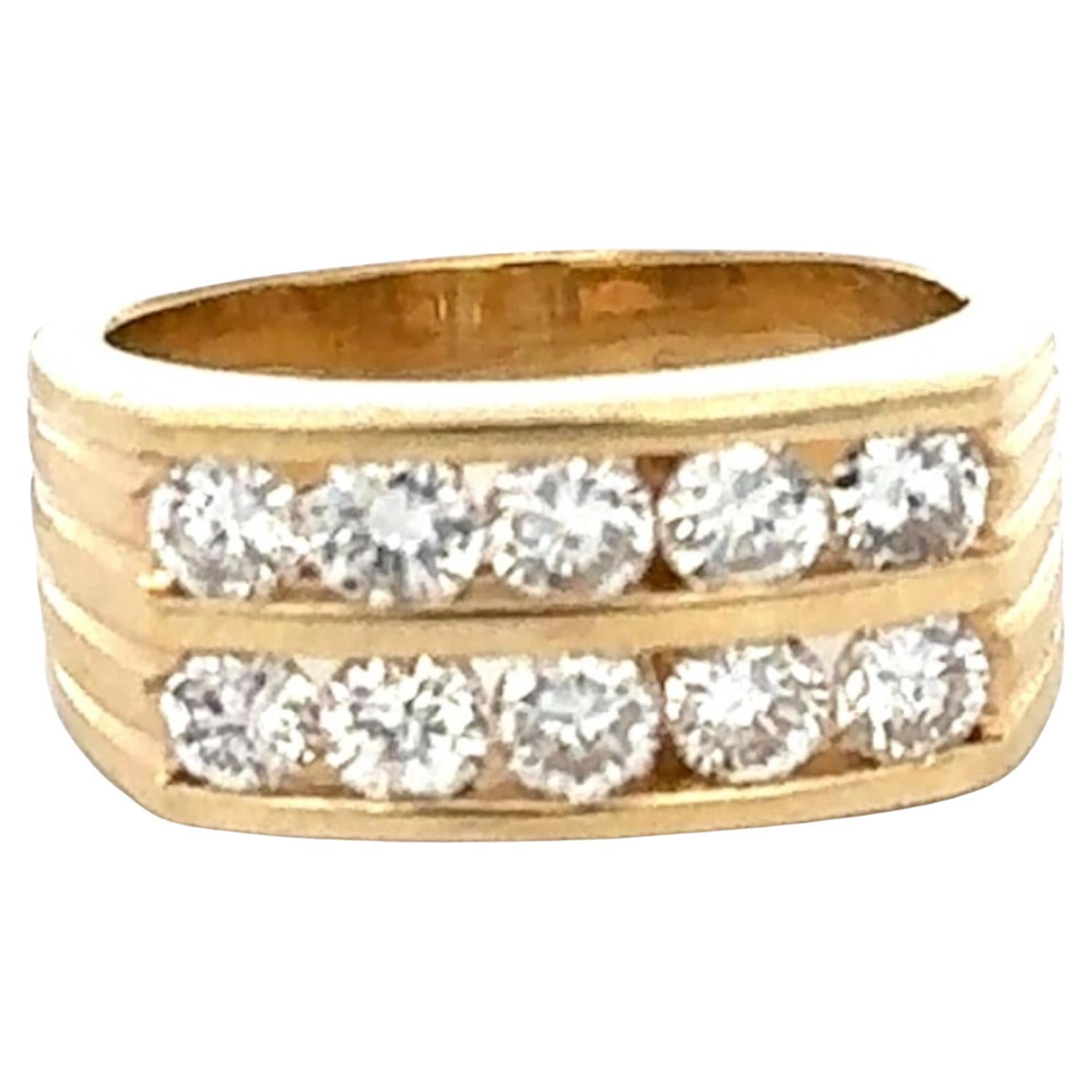 1.50 CTW Channel Set Diamond Two Row Wedding Anniversary Band Ring For Sale
