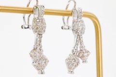 Boucles d'oreilles pendantes en or blanc 18 carats, diamant de 1,50 CTW