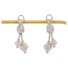1.50 CTW Dangle Diamond Earrings in 18 White Gold