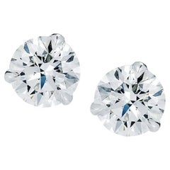 1.50 CTW Diamond Stud Earrings GIA F/SI2 G/VS2 Martini White Gold Mountings
