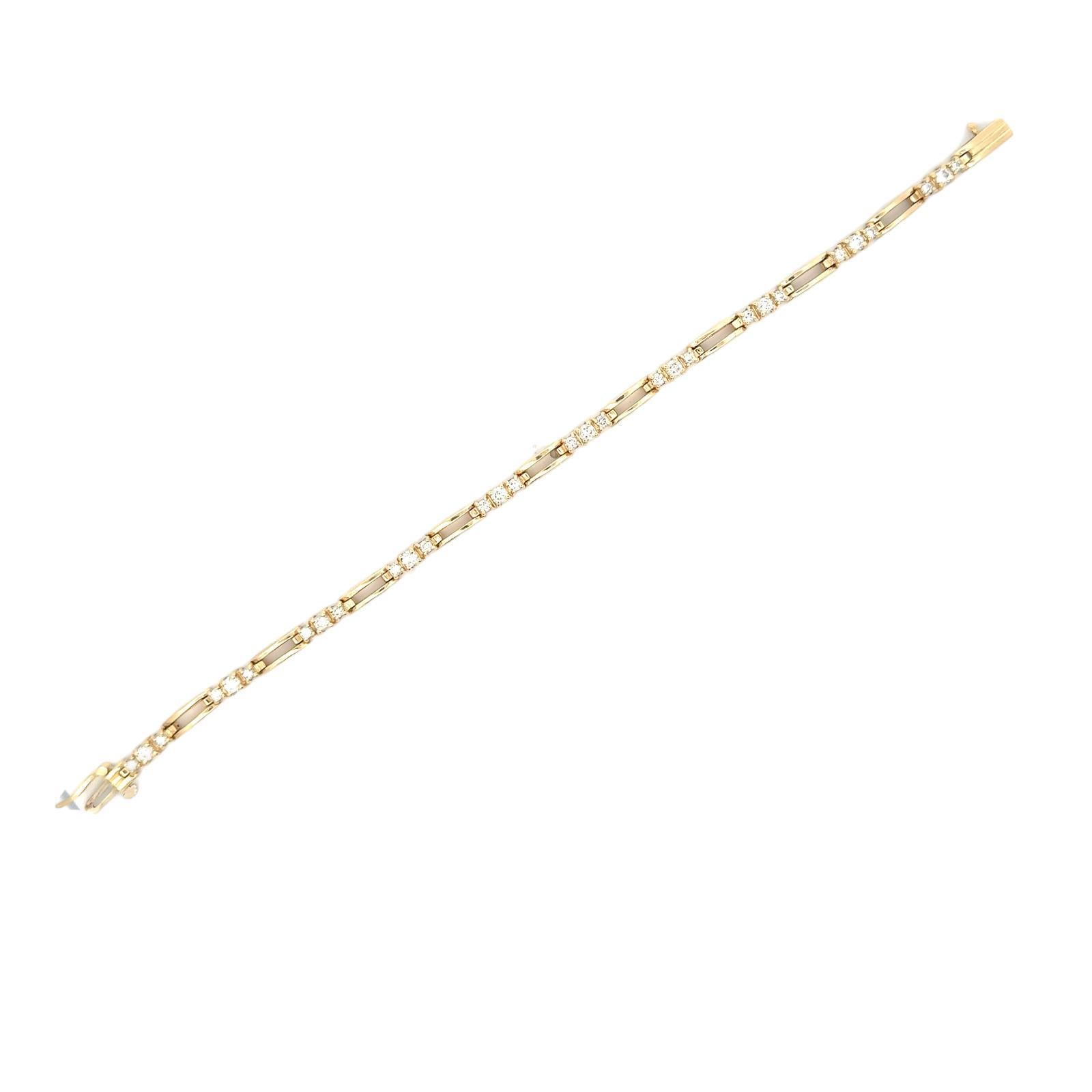 1,50 CTW Runder Brillant-Diamant 14 Karat Gelbgold Tennis-Armband (Brillantschliff) im Angebot