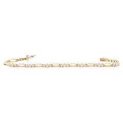 Bracelet tennis en or jaune 14 carats avec diamants brillants ronds de 1,50 carat