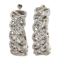 1.50 Ctw Shared Prong Diamond Swirl Earrings in 14K White Gold