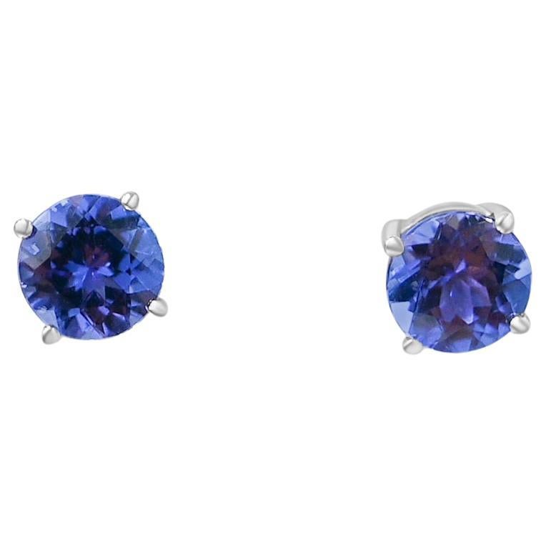 1.50 Ctw Tanzanite Round Cut 14k Gold Studs Earrings 14k gold  Studs  For Sale