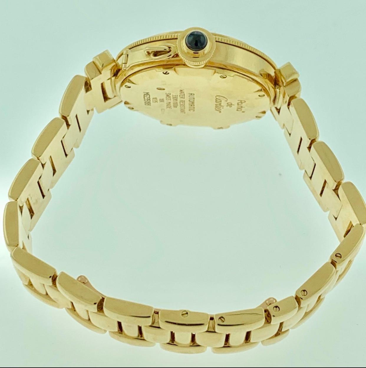 150 Gm 18 Karat Solid Yellow Gold Cartier Pasha Automatic Watch Water Resistant 7