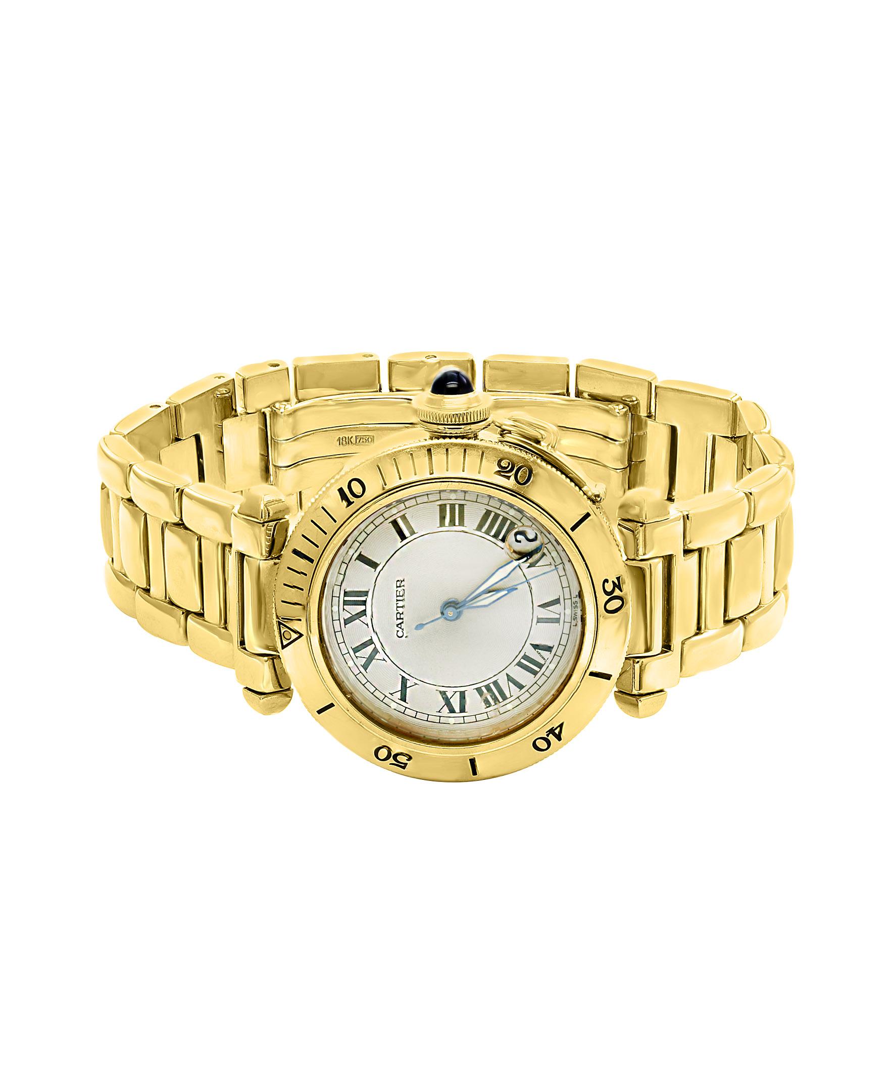 Women's or Men's 150 Gm 18 Karat Solid Yellow Gold Cartier Pasha Automatic Watch Water Resistant