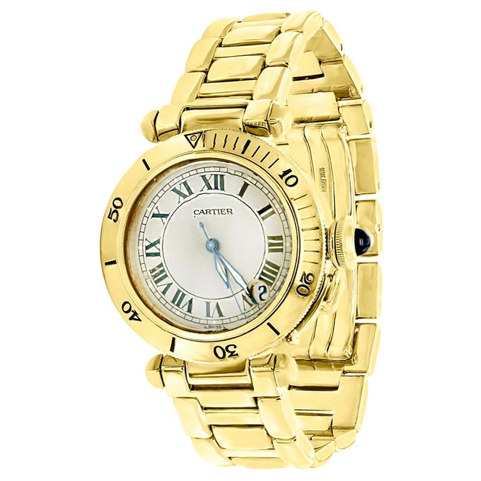 150 Gm 18 Karat Solid Yellow Gold Cartier Pasha Automatic Watch Water Resistant