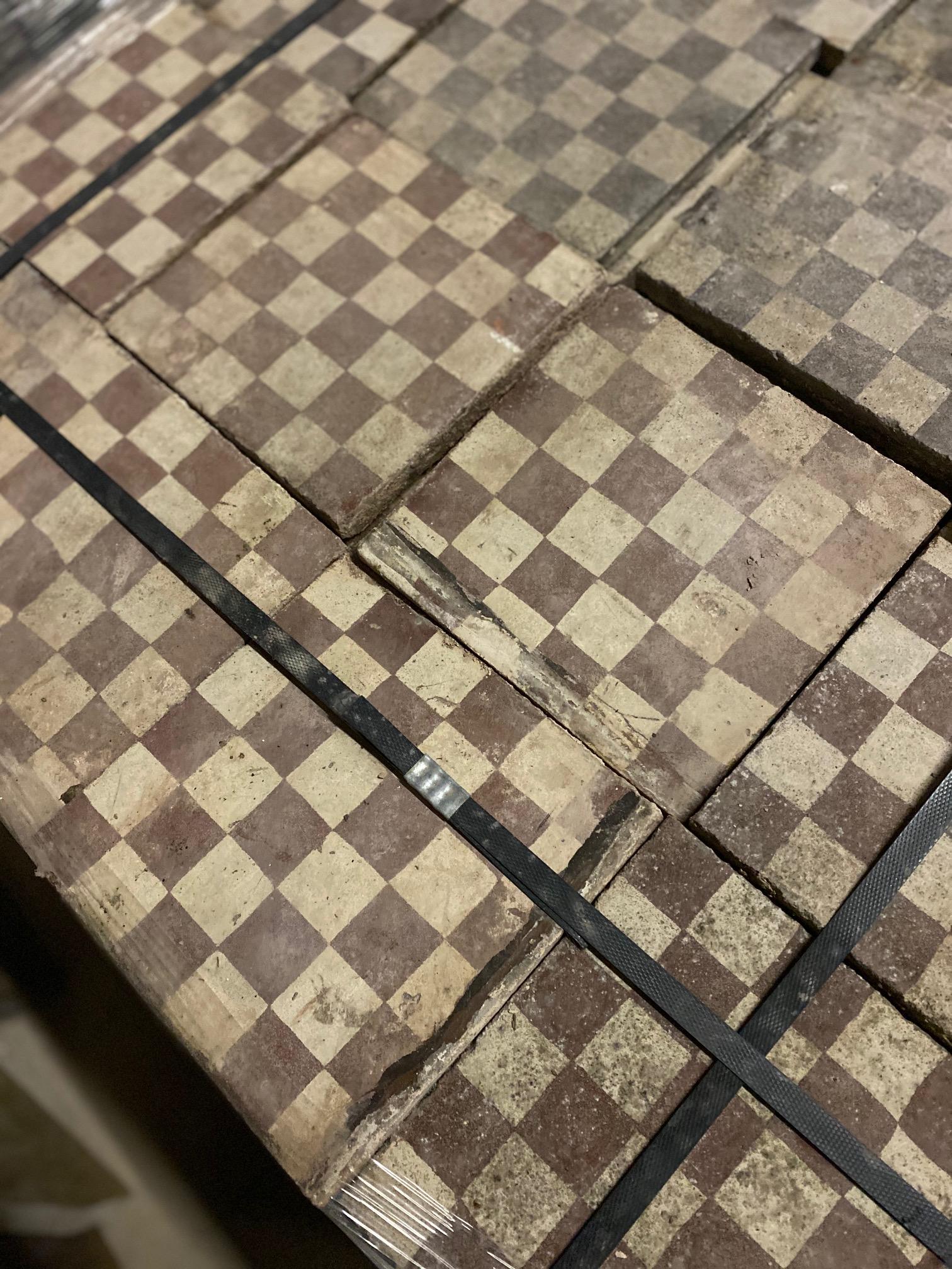 brown and white checkered tile