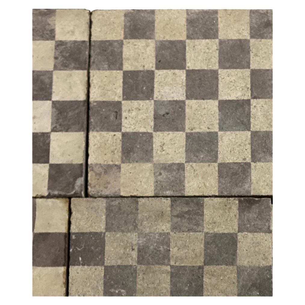 Reclaimed Brown and White Checkerboard Tiles