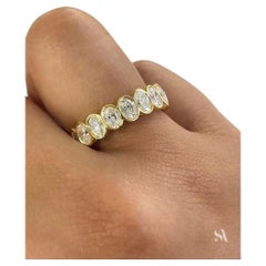 Anneau en or 18 carats avec diamants ovales de 1,50 carat sertis en serti clos, bague en or naturel