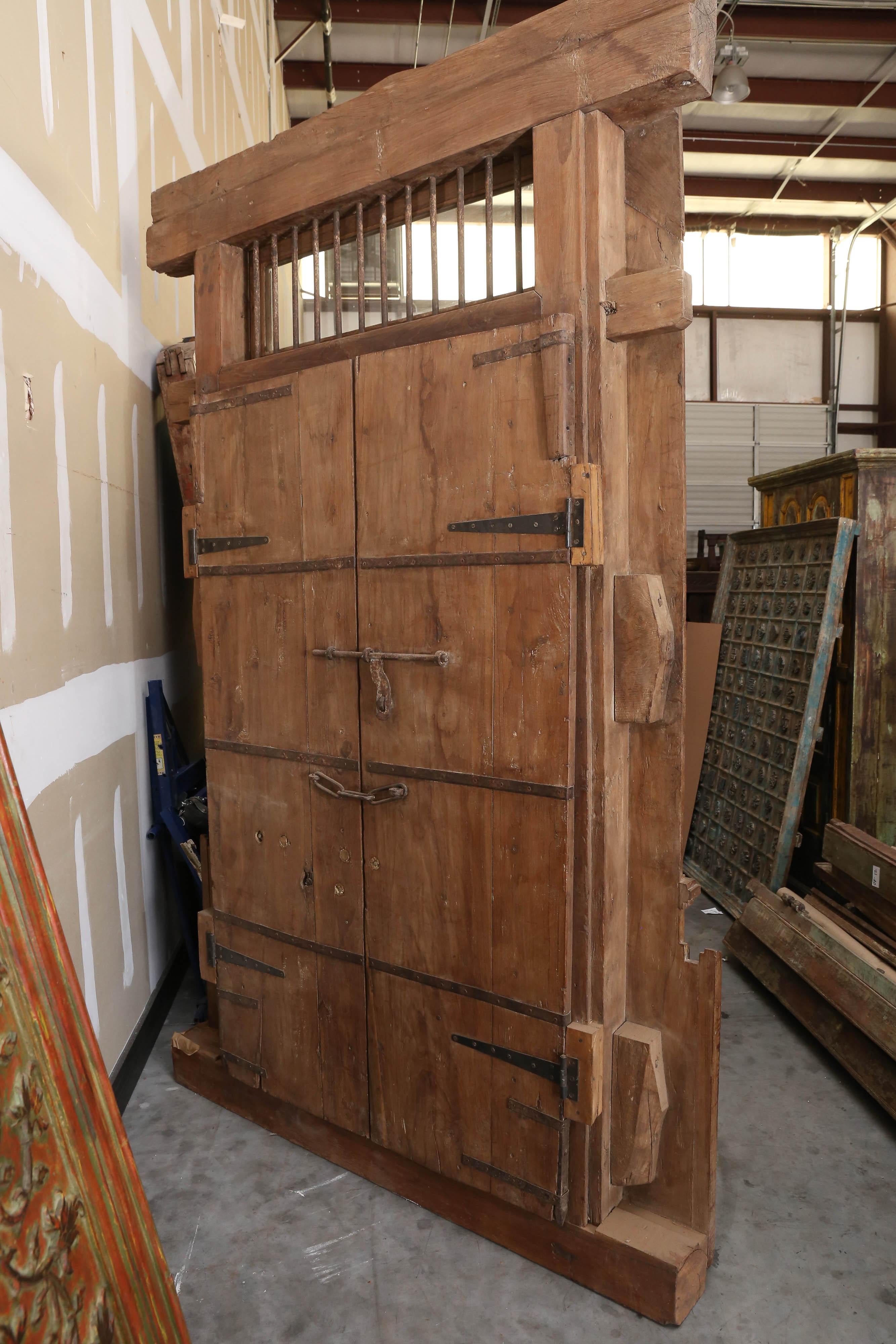 Mid-19th Century 150 Years Old Massive Fortress Type Door from Colonial Mansion in Western India For Sale