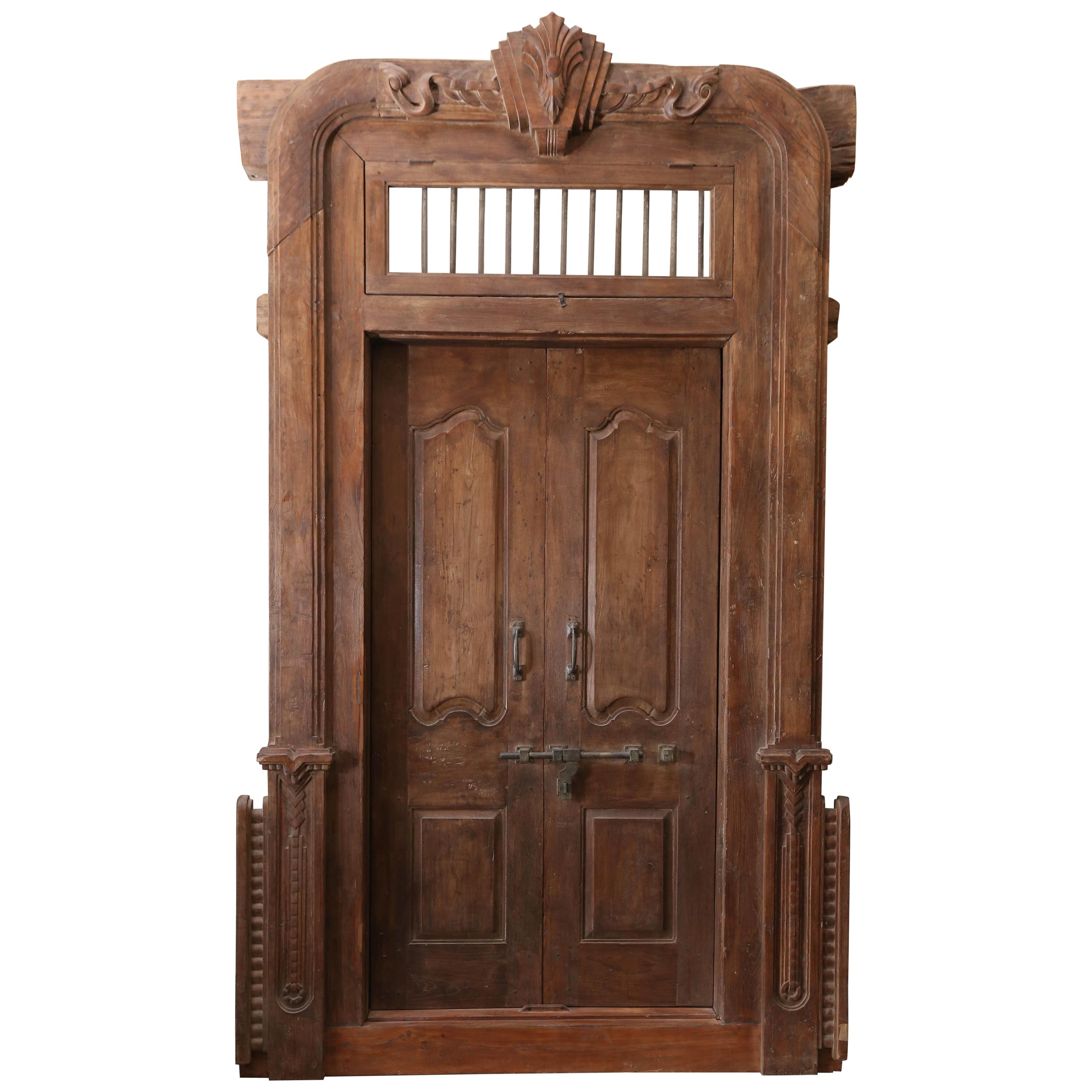 150 Years Old Massive Fortress Type Door from Colonial Mansion in Western India For Sale