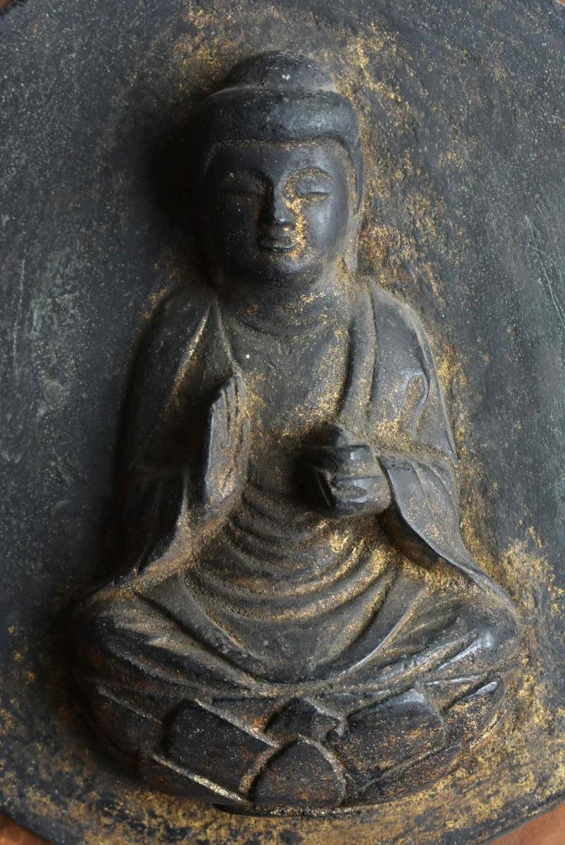 18th Century and Earlier 1500-1650 Japanese Antique Copper Cast Buddha Statue / Wall Hanging Decoration
