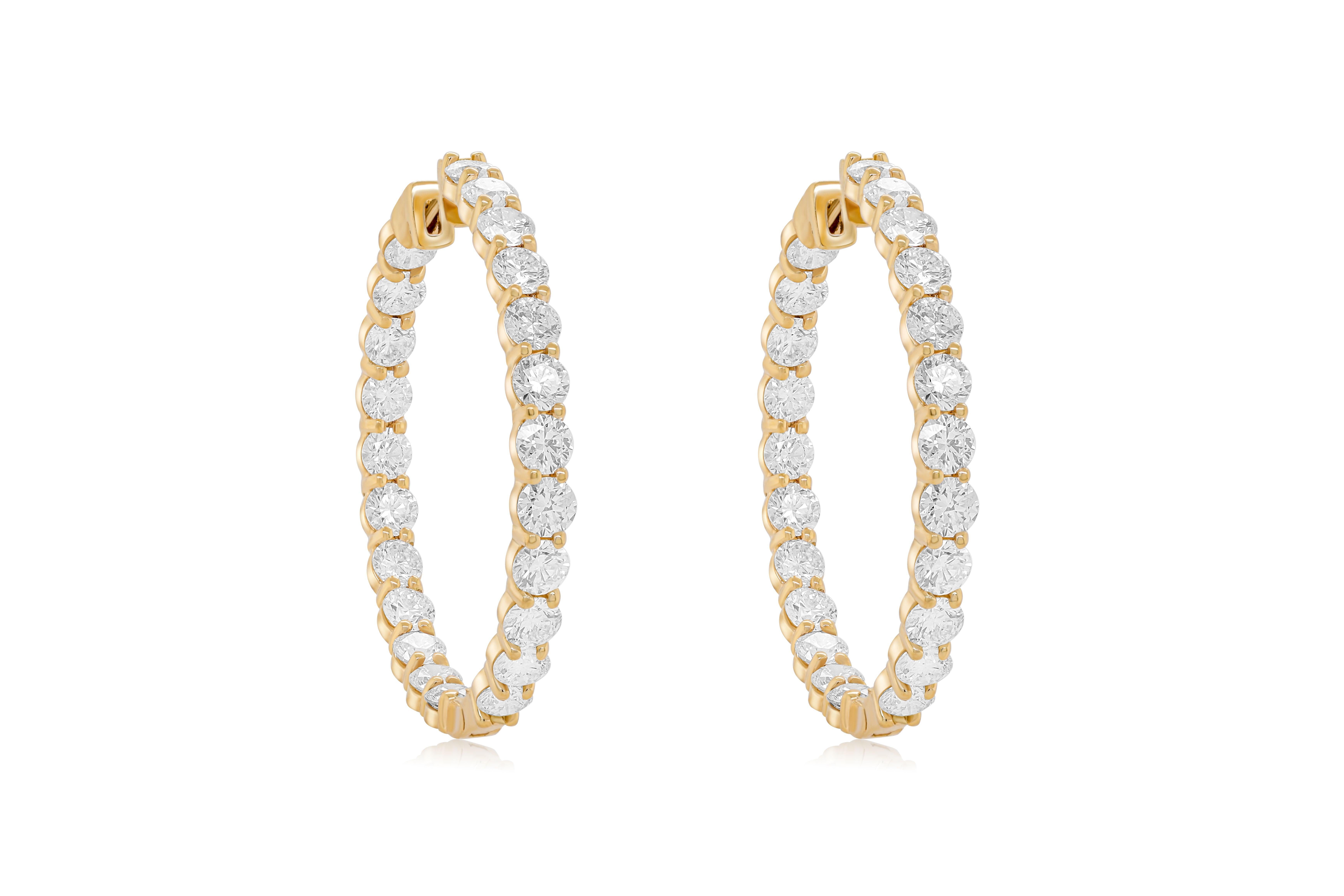 Women's Diana M. 15.00 Carat Diamond Hoops in 18kt Yellow Gold  For Sale