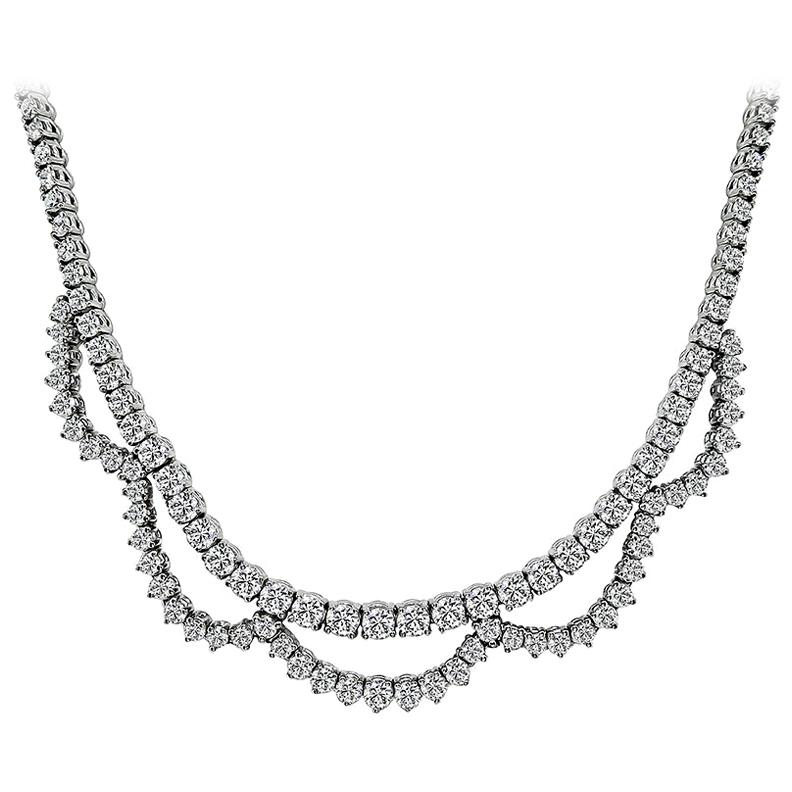 15.00 Carat Diamond White Gold Necklace For Sale
