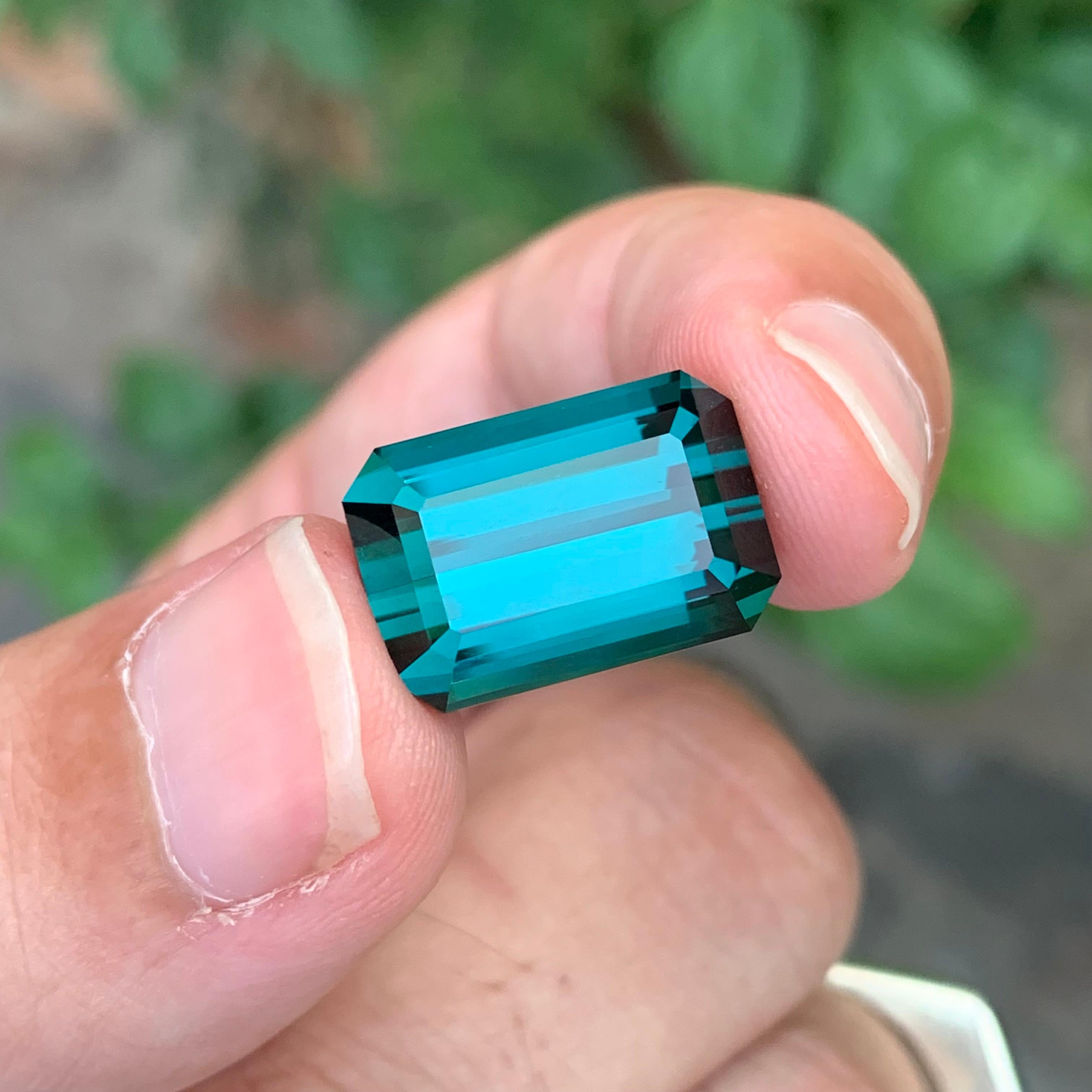 15,00 Karat Riesiger Natürlicher Facettierter Indicolith Turmalin Smaragd Form Edelstein im Angebot 5