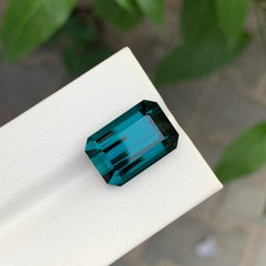 15.00 Carat Huge Natural Faceted Indicolite Tourmaline Emerald Shape Gemstone