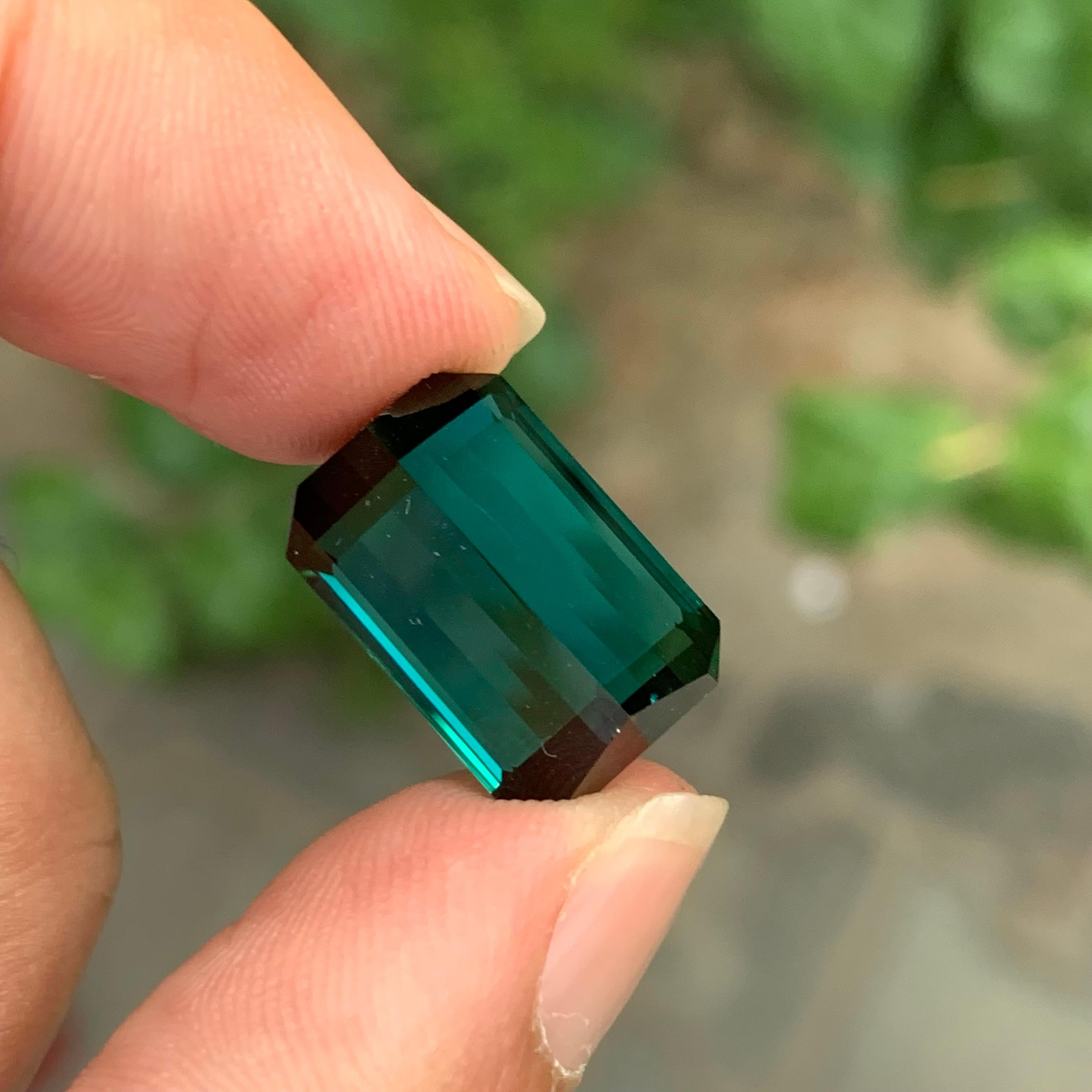 15,00 Karat Riesiger Natürlicher Facettierter Indicolith Turmalin Smaragd Form Edelstein im Angebot 3
