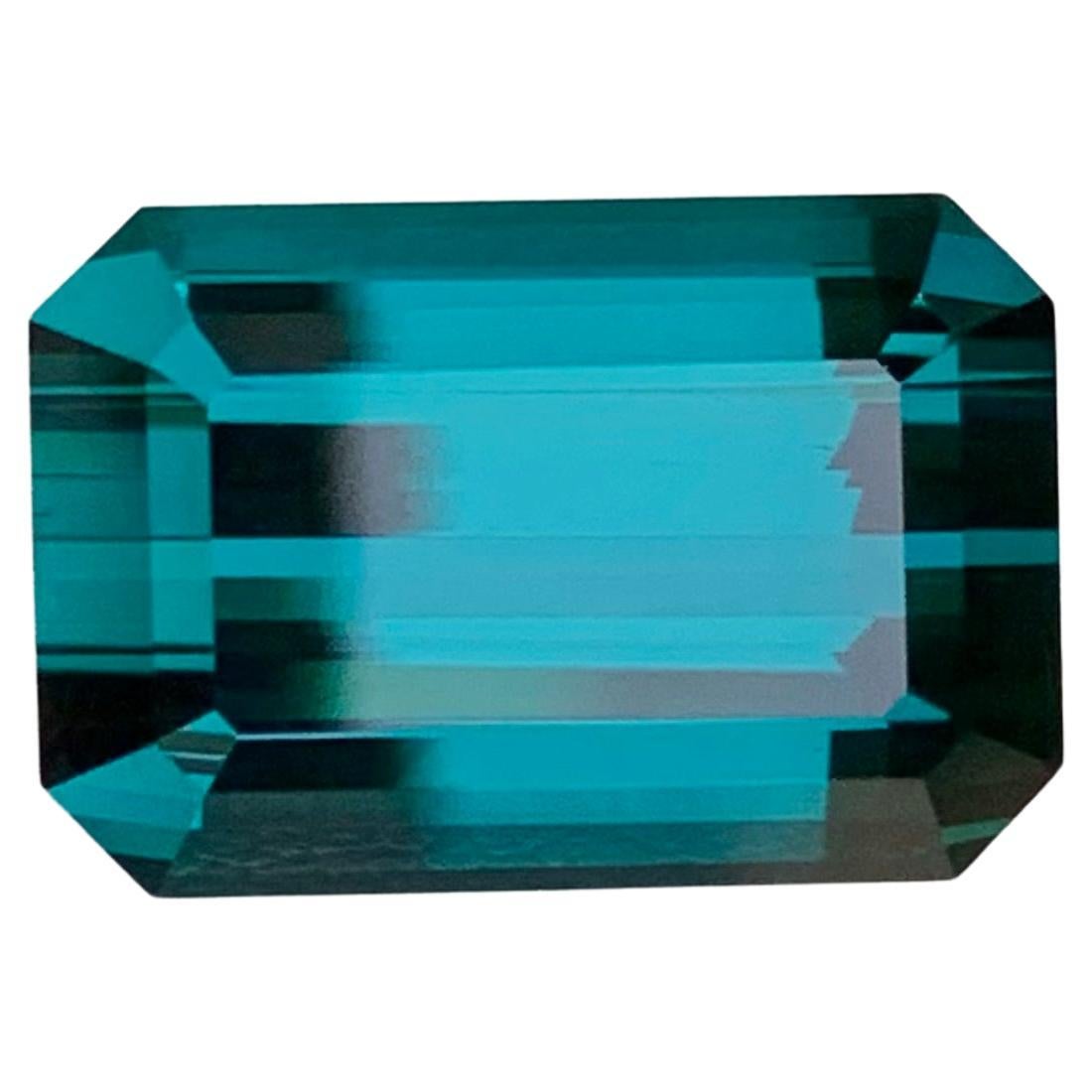 15.00 Carat Huge Natural Faceted Indicolite Tourmaline Emerald Shape Gemstone