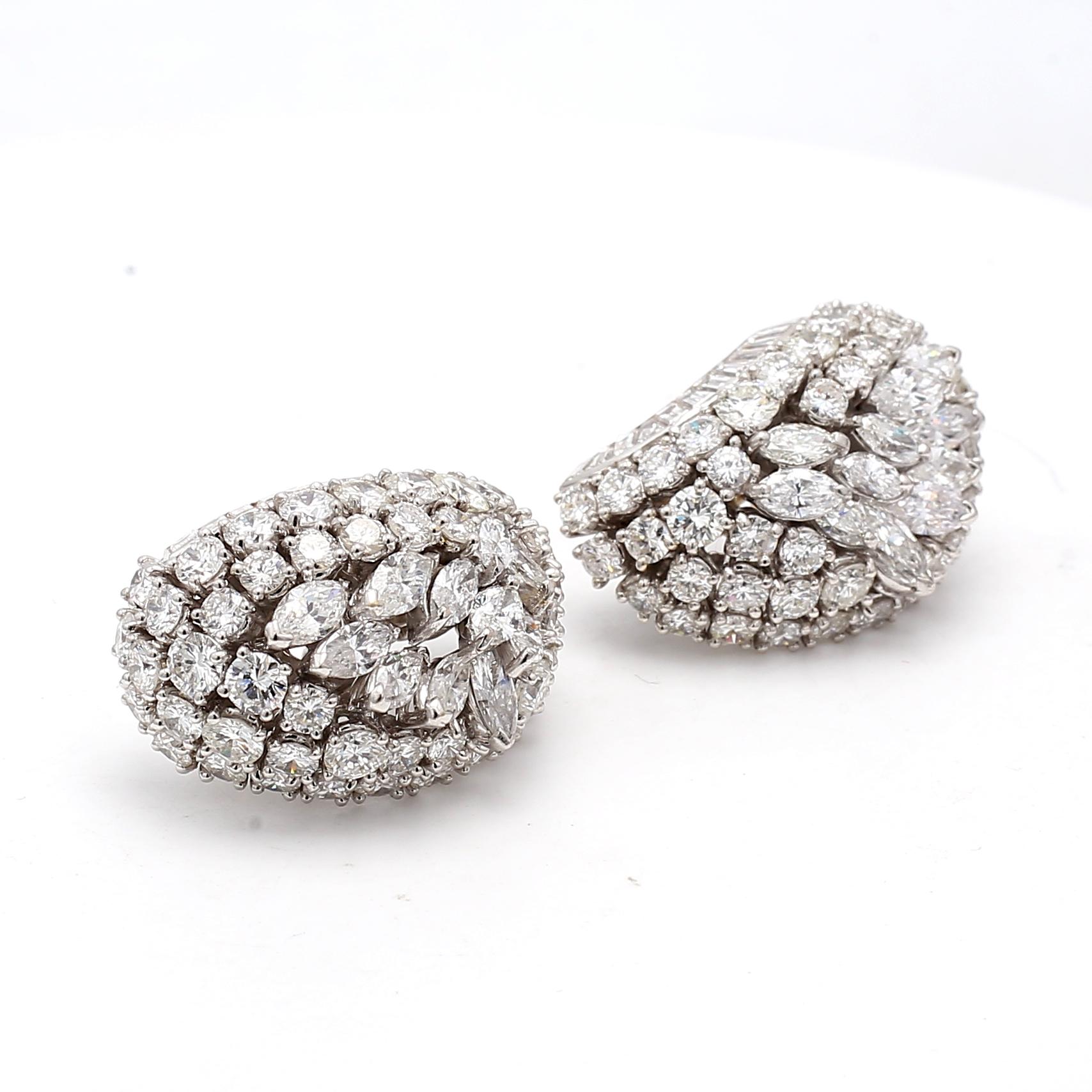 Taille mixte 15.00 Boucles d'oreilles en or blanc 18 carats avec diamants de taille mixte H SI1 en vente