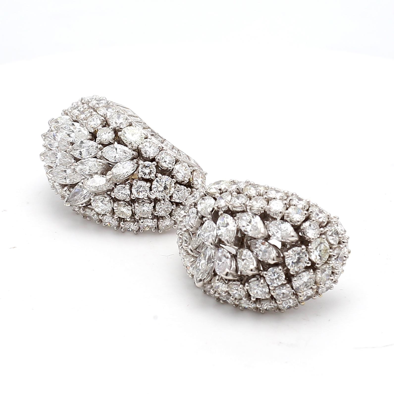 15.00 Boucles d'oreilles en or blanc 18 carats avec diamants de taille mixte H SI1 en vente 4