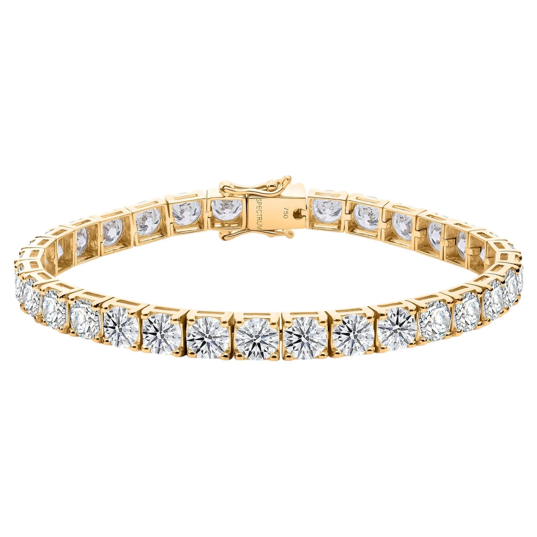 15 Carat Natural SI/H Round Brilliant Diamond Tennis Bracelet 18K Yellow Gold
