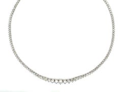 15.00 Carat Natural Diamond Tennis Graduated Necklace G SI 14K White Gold