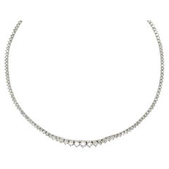 Abgestufte Halskette, 15,00 Karat natürlicher Diamant, Tennis, G SI 14K Weißgold