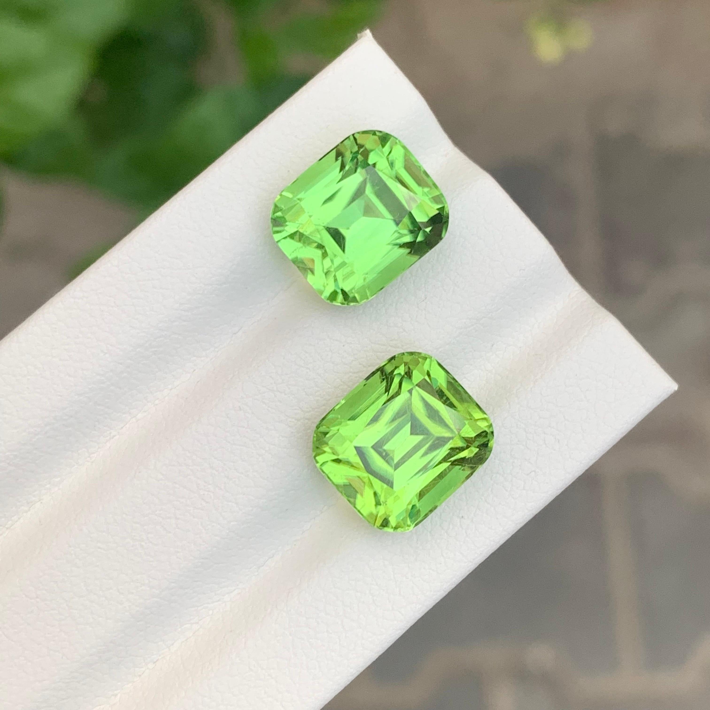 Coppia di peridoto sciolto naturale da 15.00 carati per la creazione di gioielli In condizioni Nuovo in vendita a Peshawar, PK