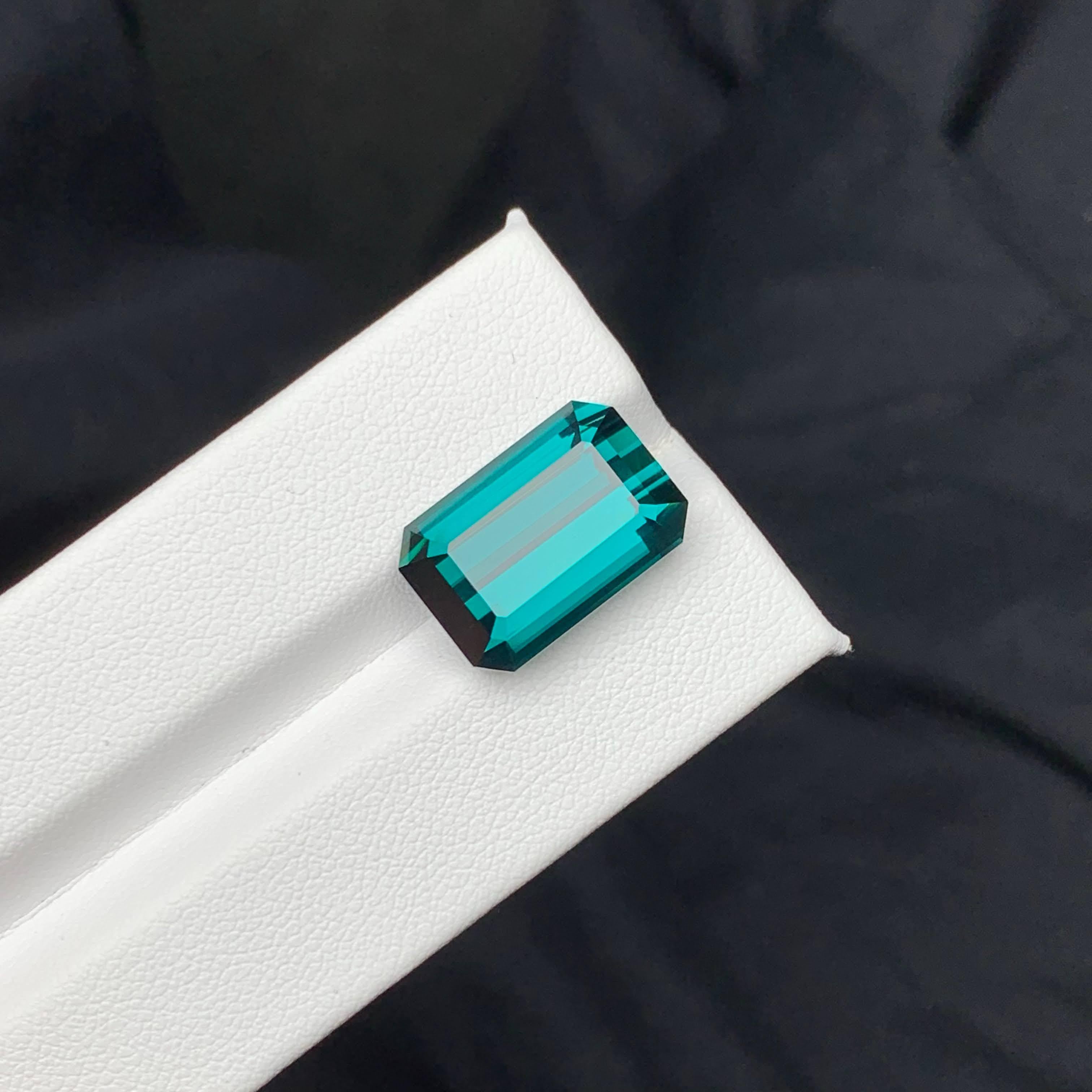 15.00 Carat Natural Loose Pretty Blue Tourmaline Emerald Cut Afghan Gemstone For Sale 2