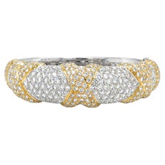 15.00 Carat Pave VVS Diamond Crossover Bangle in 18K Gold