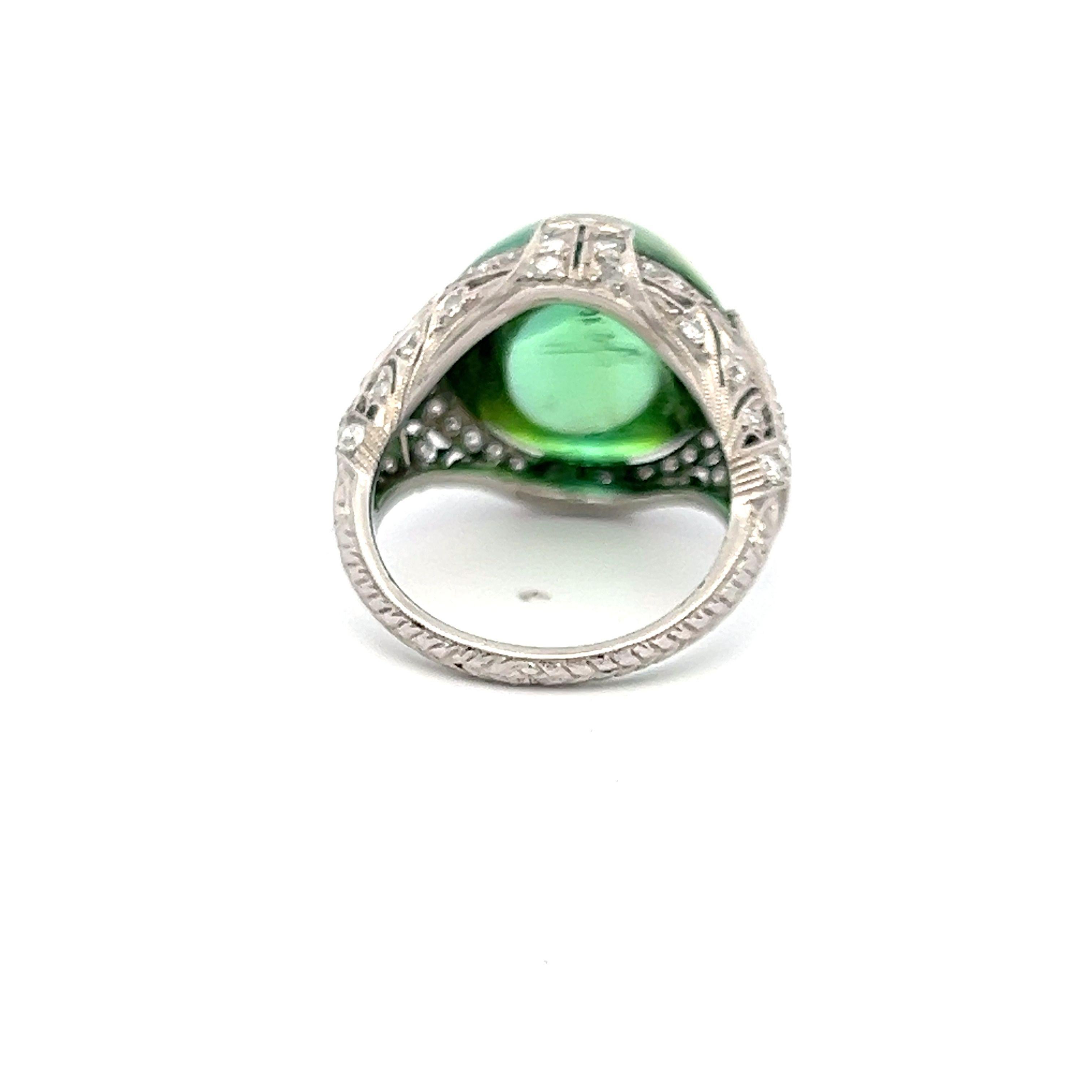 15.00 Carat Peridot 0.60 Carat Round Brilliant Diamond Platinum Cocktail Ring For Sale 2