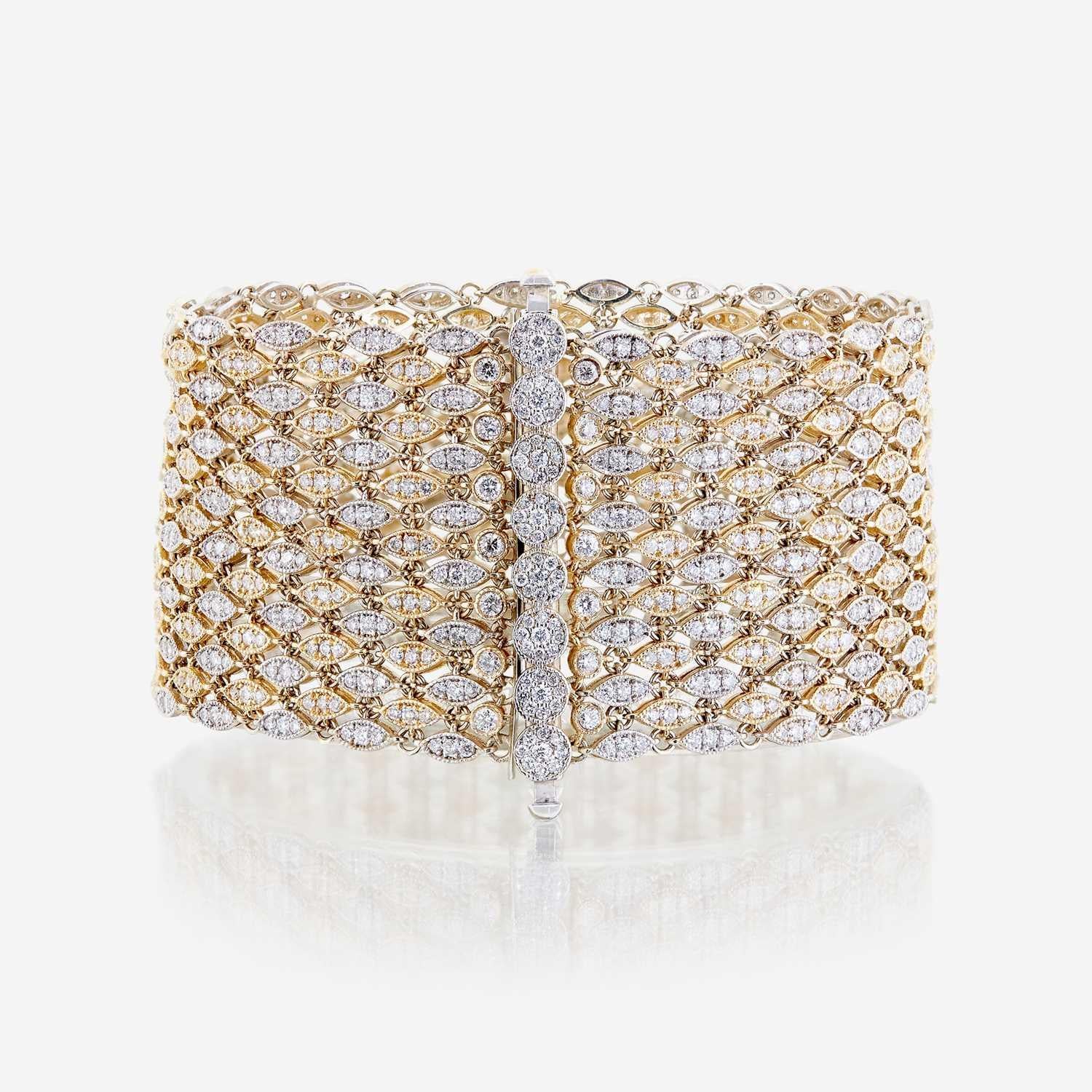15.00 Carat Round Brilliant G VS1 Diamond Link Bracelet en or Bon état - En vente à New York, NY