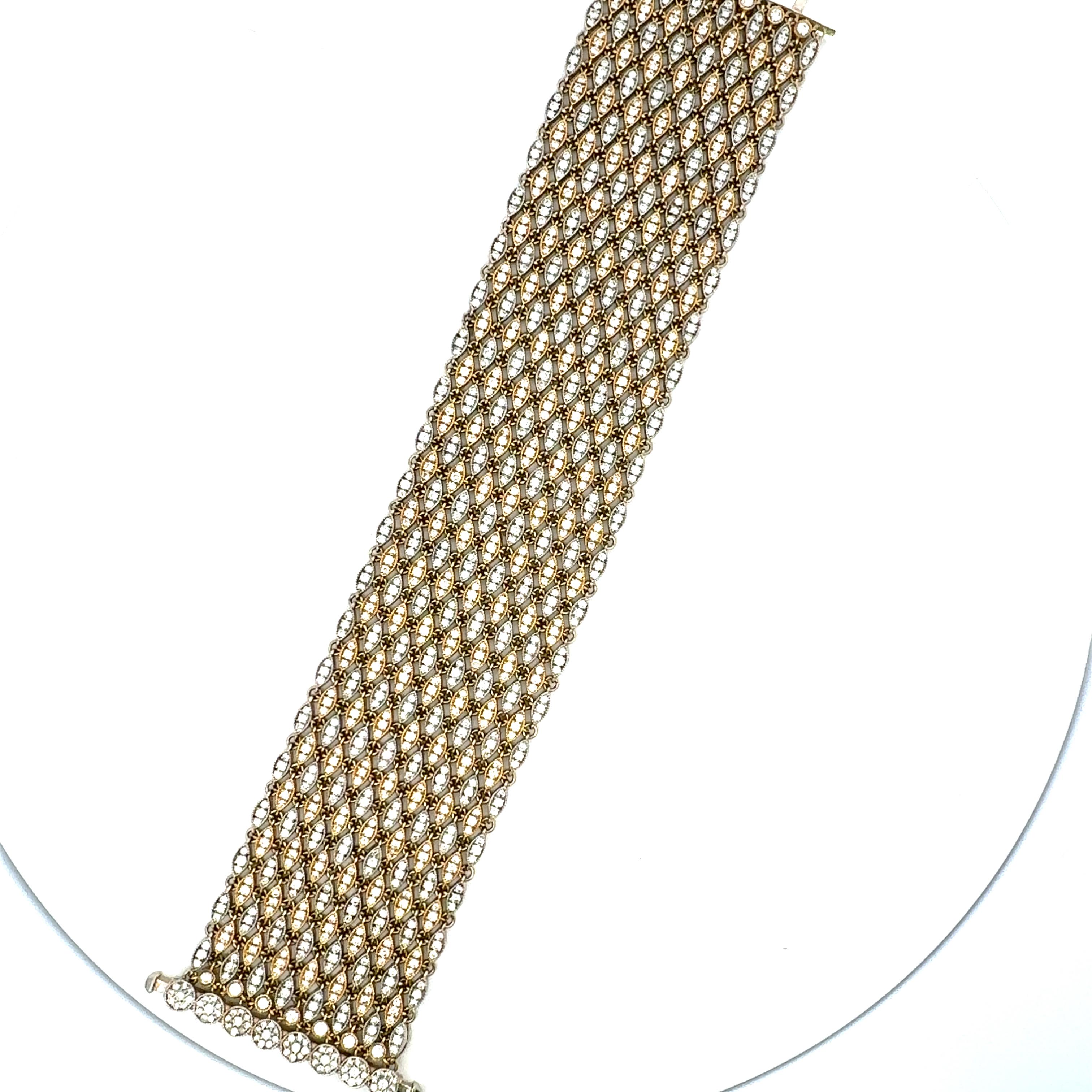 15.00 Carat Round Brilliant G VS1 Diamond Link Bracelet en or en vente 4