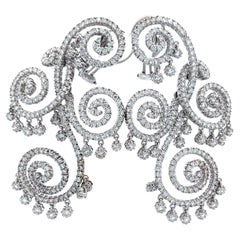 15.00 Carat Round Brilliant H VS Diamond 18 Karat White Gold Dangling Earrings