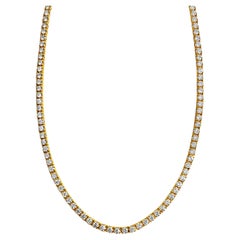 15.00 Carat VVS Diamond Tennis Necklace in 14k Gold