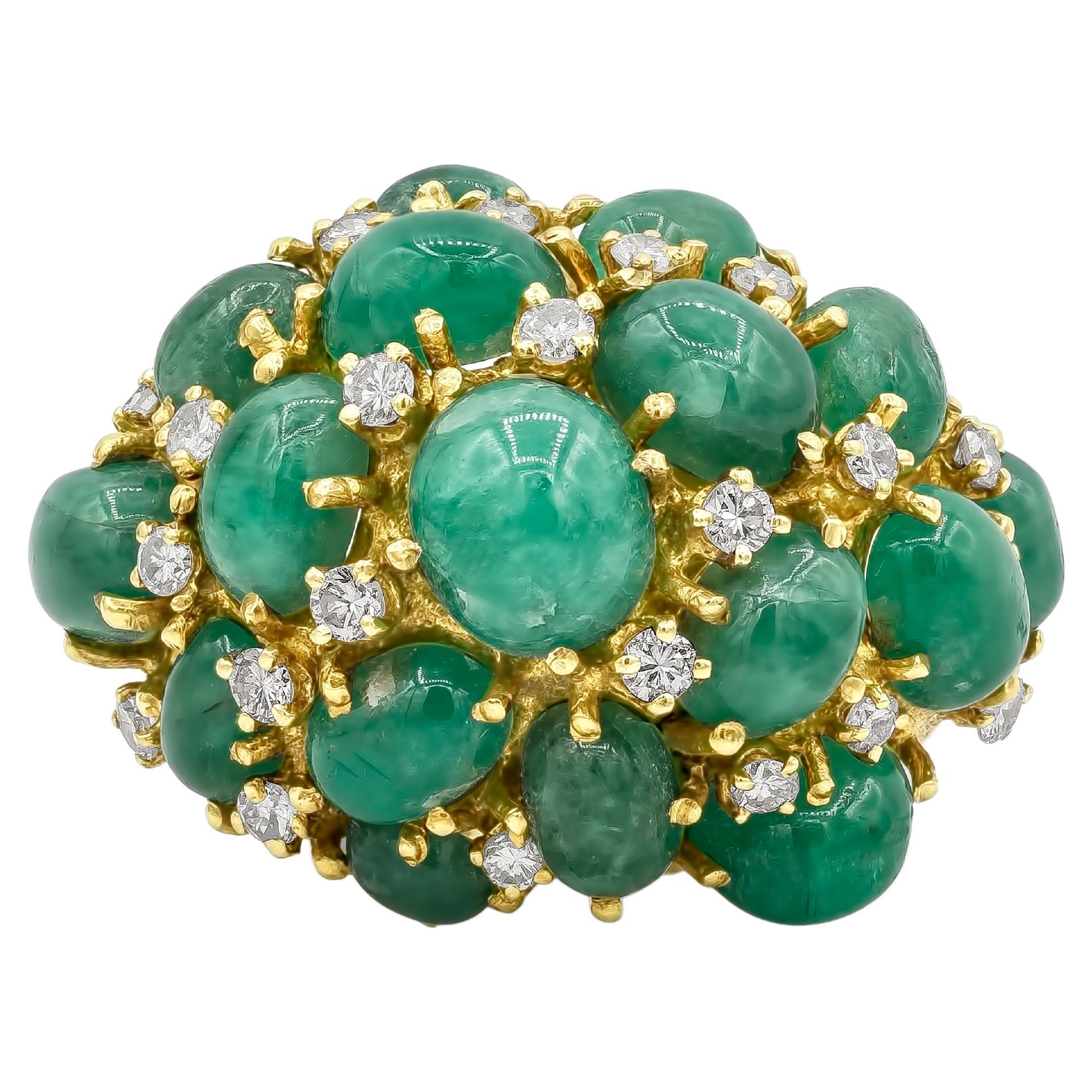 15.00 Total Carats Mixed Cut Emerald Fashion Ring in Yellow Gold For Sale