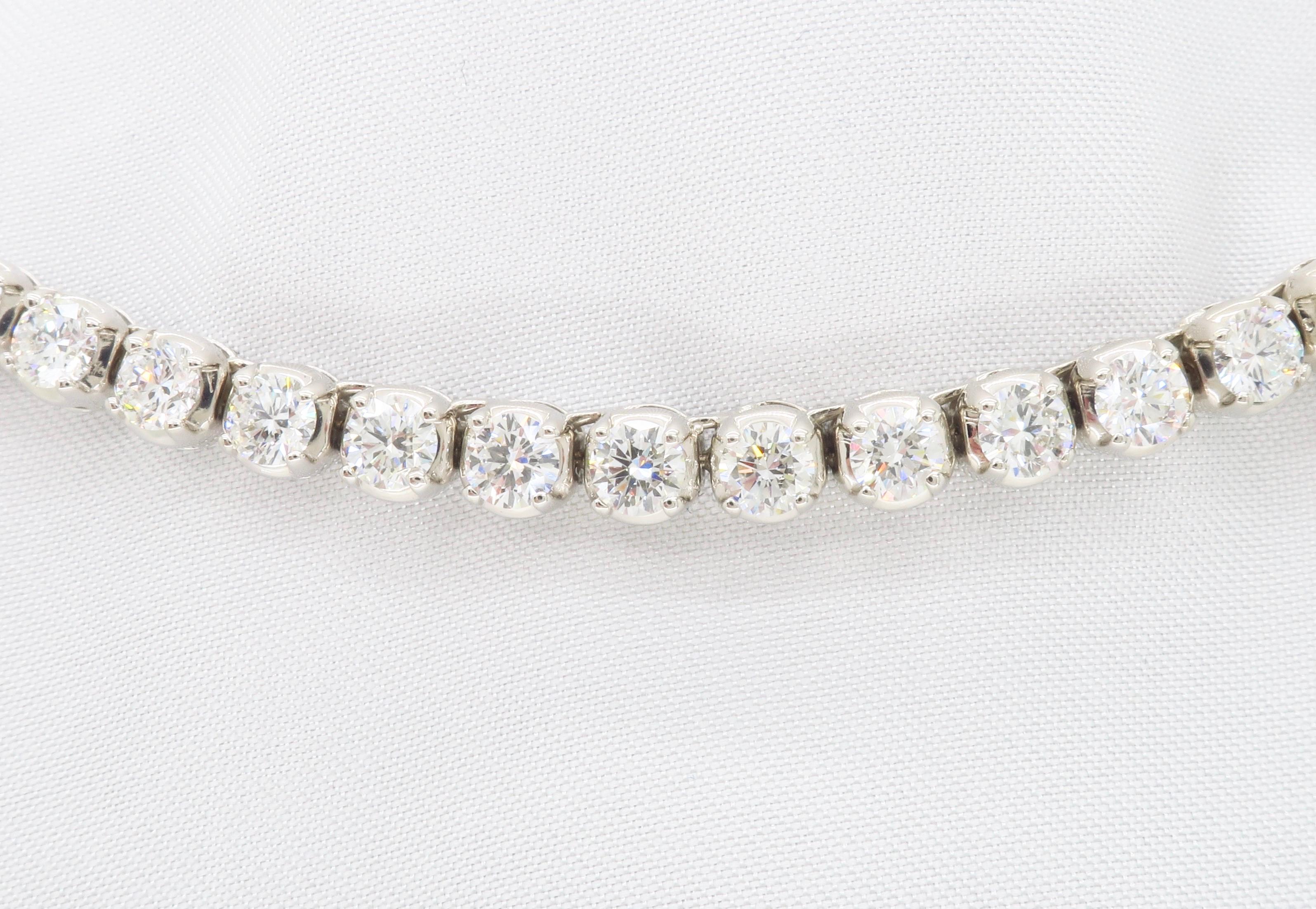 15.00CTW Diamond Tennis Necklace Made in 14k White Gold In New Condition In Webster, NY