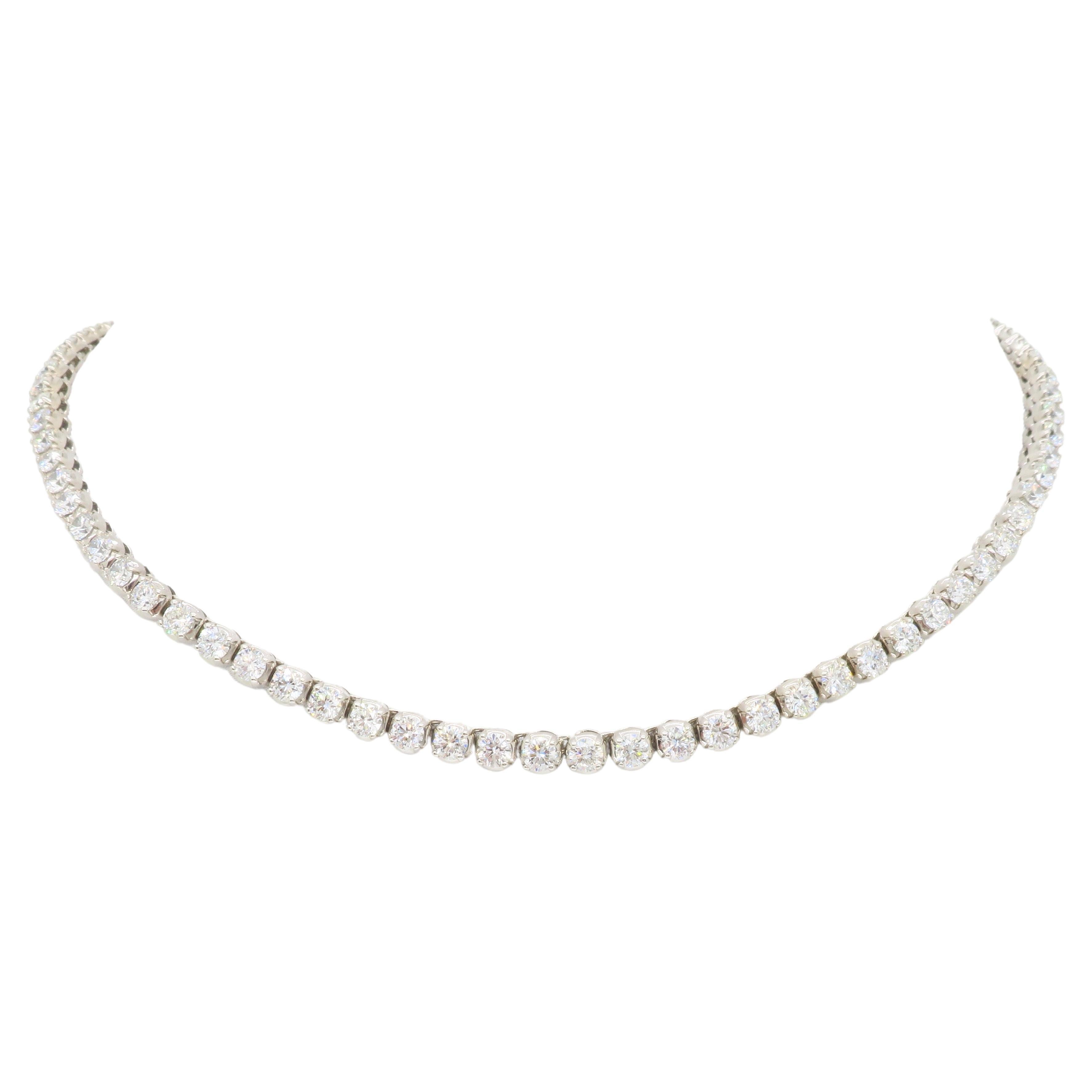15.00CTW Diamond Tennis Necklace Made in 14k White Gold