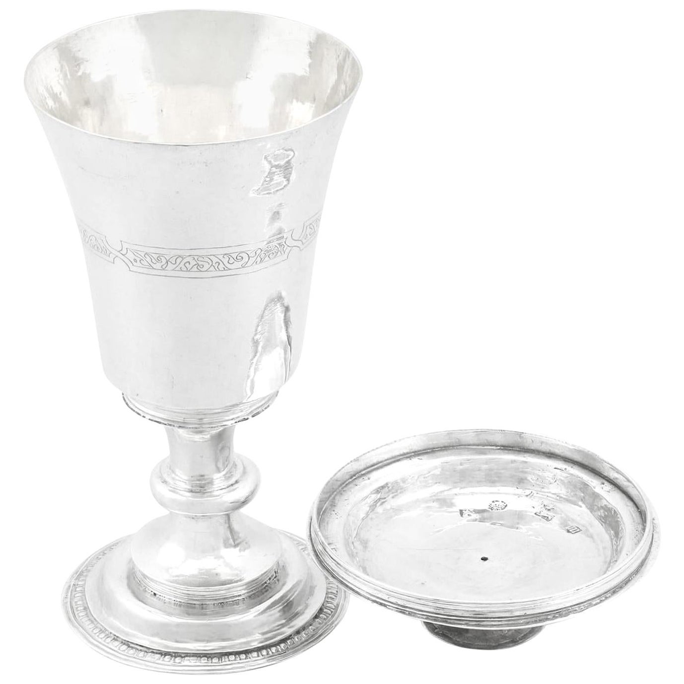 1500s Elizabethan Sterling Silber Kommunion Kelch und Patene
