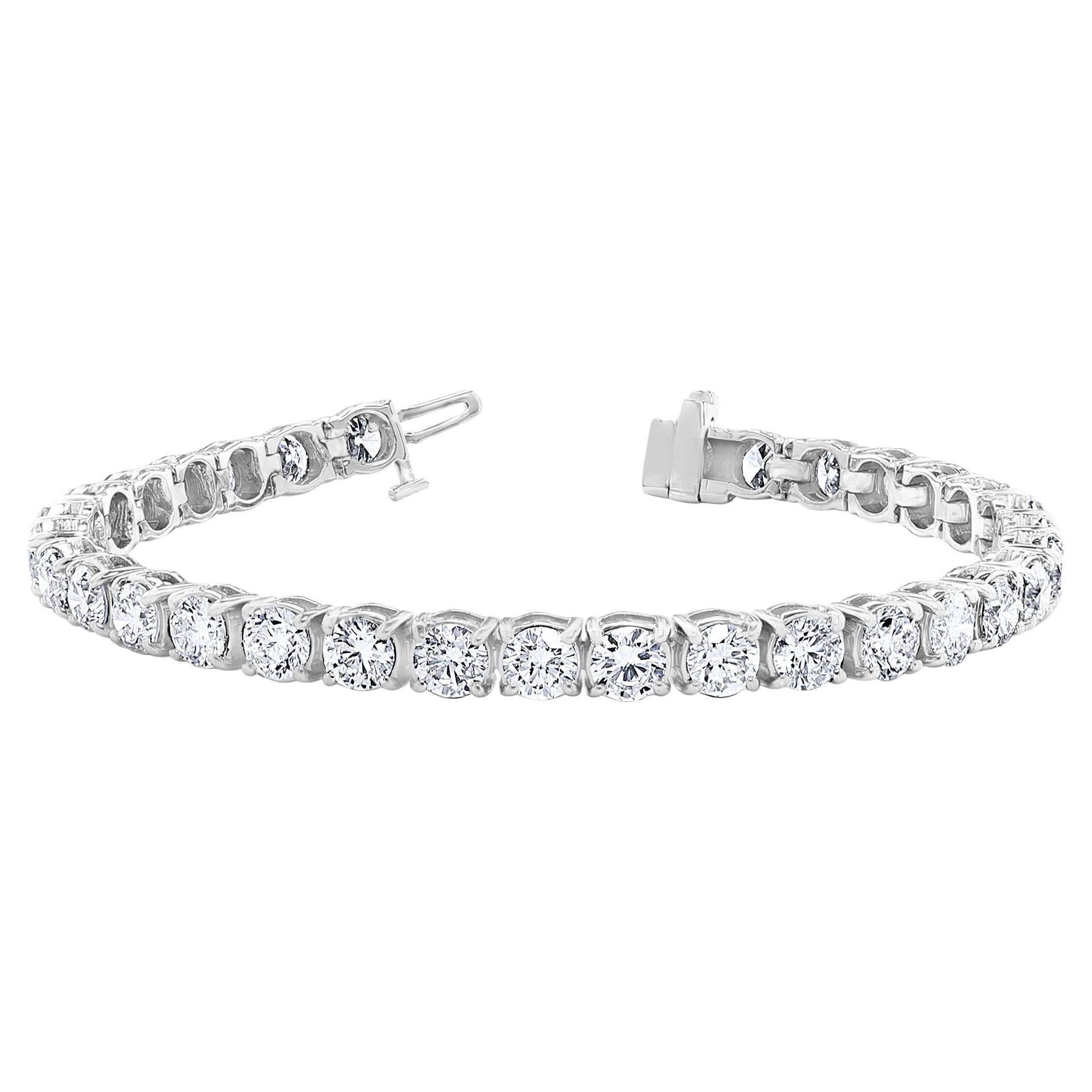 Bracelet tennis avec diamants ronds de 15,01 carats de 0,50 carat chacun