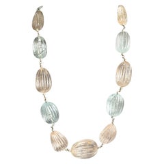 1501,35 quilates Aguamarina Morganita Joyería acanalada Collar Tumbled berilo Gemas