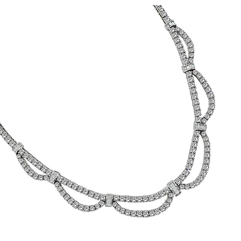 Round Cut 15.02ct Diamond White Gold Necklace For Sale