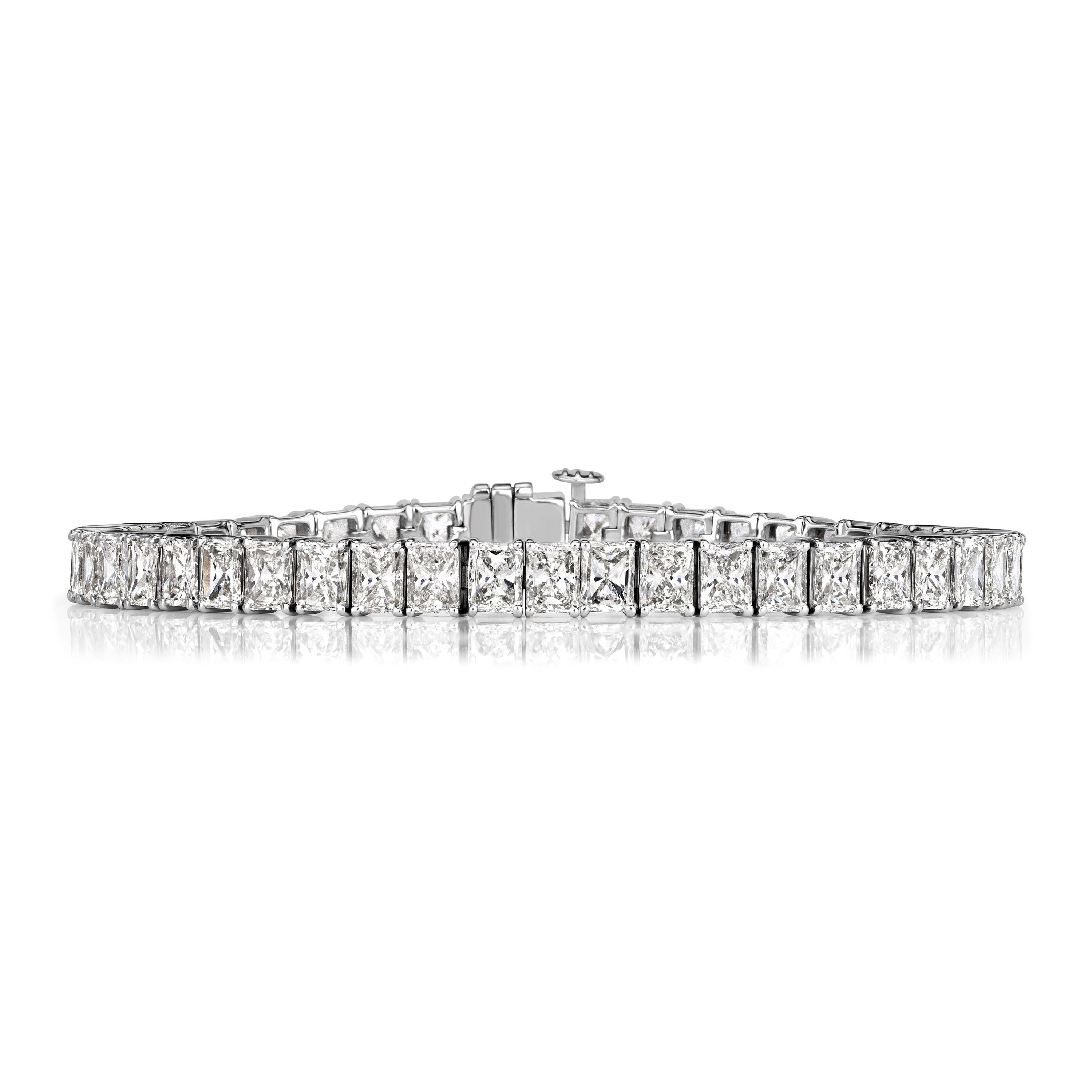 15.02ct Radiant Cut Diamond Tennis Bracelet in 18K White Gold