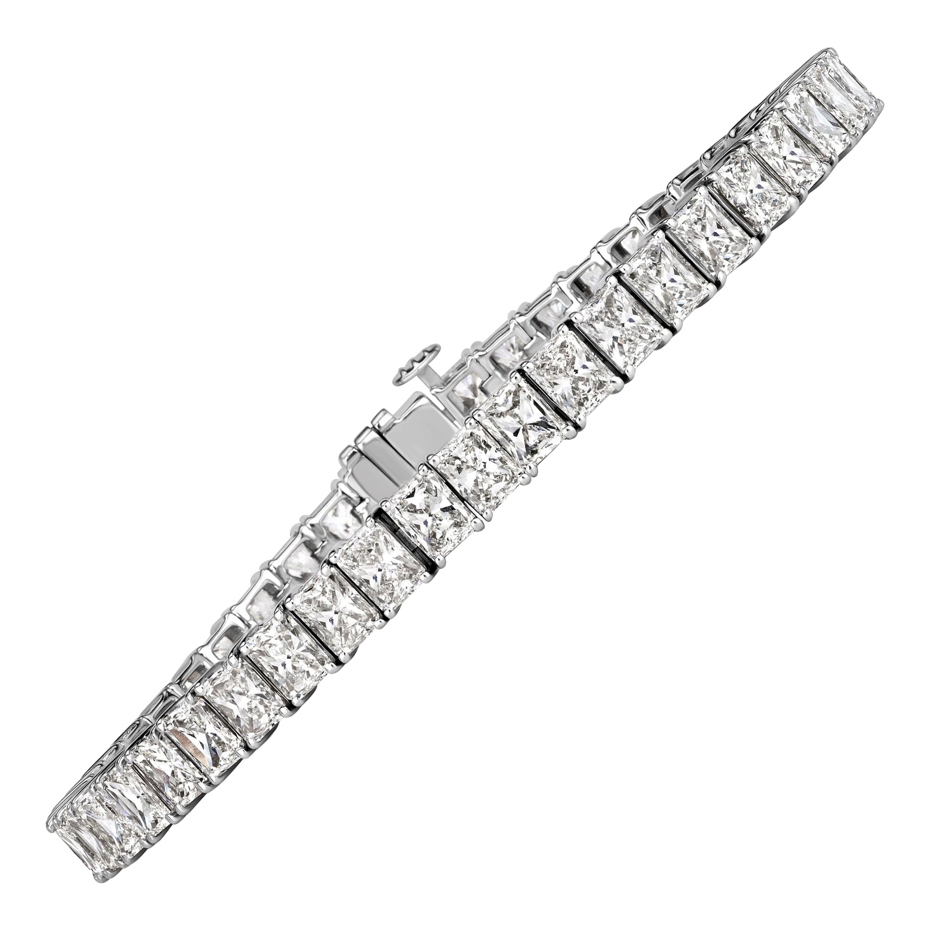 15.02ct Radiant Cut Diamond Tennis Bracelet in 18K White Gold