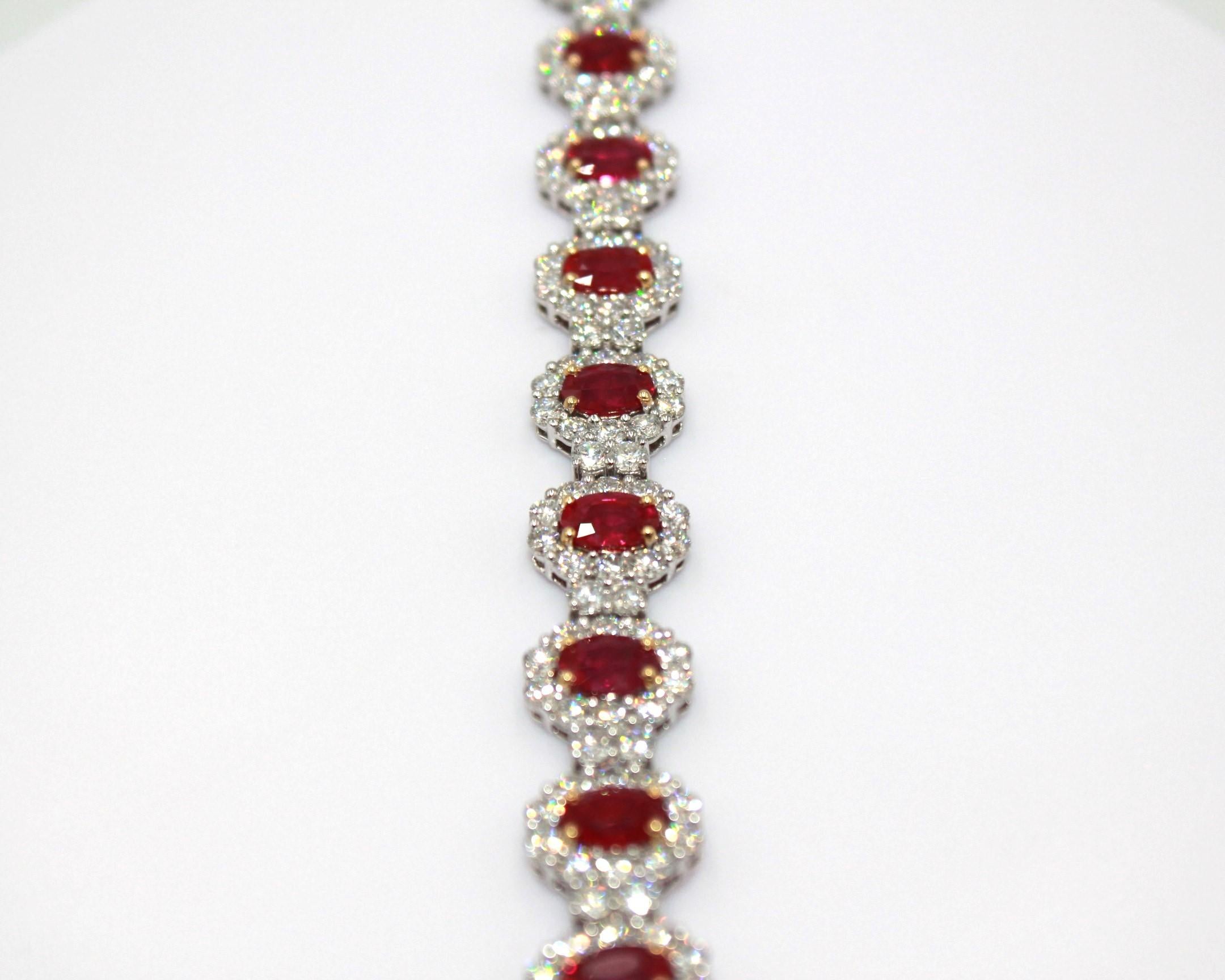 15.03 Carat Burma Ruby & Diamond Bracelet In New Condition For Sale In New York, NY