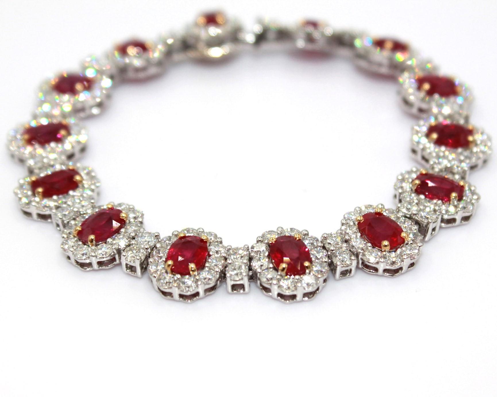 15.03 Carat Burma Ruby & Diamond Bracelet For Sale 1