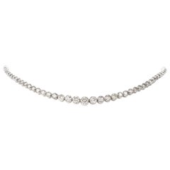 15.03 Carat Diamond Platinum Bezel Graduated Riviera Tennis Necklace