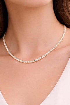 PRICED UNDER MARKET, 15.03 cts Natural Diamond Tennis Necklace 14K Yellow 20"