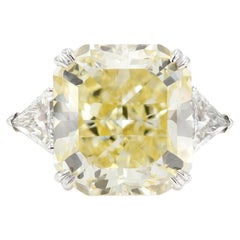 15.04 Quilates Anillo de Compromiso de Diamante Amarillo Intenso Fancy talla cojín